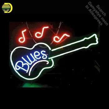 Blues Gitara Glazba Neonski Znak Poklon Ručni Rad Neonske Svjetiljke Znak Staklena Cijev Simboličko Uređenje Zidne Lampe znakovi personalizirano Oglašavanje