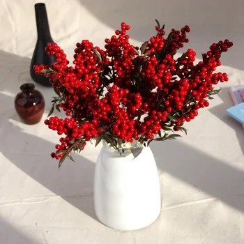 Bobica Umjetni Cvijet Lažni crvene bobice Božićni Cvijet Novogodišnji dekor Drvo Umjetna bobica Božićni Ukras Za Dom