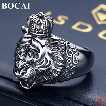 BOCAI S925 Prsten od Srebra 2022, Nova Moda, Trodimenzionalni Tigar Glave, Čist Аргентум, Ručni Nakit za Muškarce I Žene