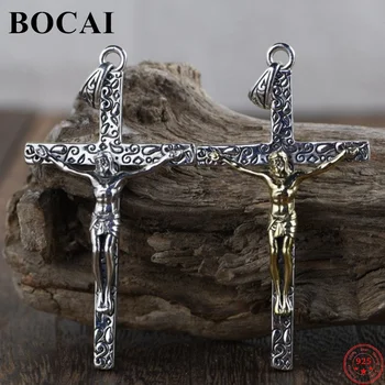 BOCAI S925 Suspenzija Srebra za Muškarce i Žene 2022 Nova Moda Isus Razapne na Križ Uređenje Argnet Nakit Amulet