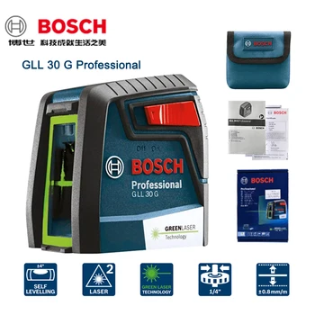 Bosch GLL30G Profesionalni Laserski Razinu Izuzetno Zeleno Svjetlo dva retka s pozadinskim osvjetljenjem Horizontalna i Vertikalna Laserska libela Građevinskih Alata