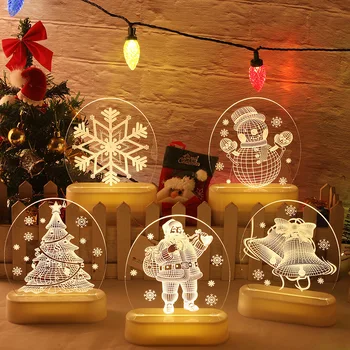 Božićne Dekoracije 2023 3D Lampa od Akrilnog LED noćna Svjetla Novu Godinu 2022 Valentinovo Božić Dječji Dar Božićni Ukrasi