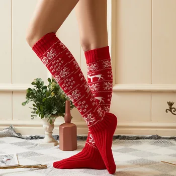 Božićni Zimske Čarape, Ženske Duge Pletene Čarape Za Djevojke, Ženske, Pletene Čarape, Golfs Iznad Koljena