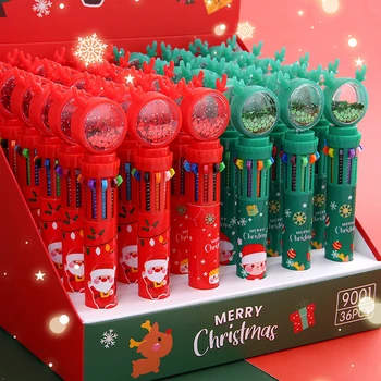 Božićno 10-boje Kemijska olovka Student u Boji ručka Press-tipa Djed Mraz Klikne Na kemijska olovka 0,5 mm Školskog pribora