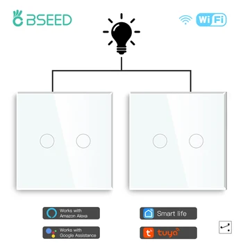 BSEED 2 pakiranja Led zaslon Osjetljiv na Prekidač za Wifi 2 Bande 1/2/3way Pametan Zidni Prekidač za Bežičnu Wifi Alexa Prekidač Smart Life Tuya Program za Upravljanje