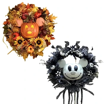 Bundeva Mickey Vijenac Dekor Za Halloween Dan Zahvalnosti Za Dekoraciju Ulaznih Vrata Izvana Godišnjeg Odmora College Viseće Dekoracije Plastične