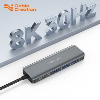 CableCreation USB C HUB 5 u 1 Tip C na HDMI 2 DO 240 Hz 8 Do 30 Hz USB 3,0 PD 100 W, Priključna Stanica za PC Parna Paluba