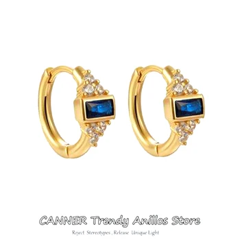 CANNER 925 Srebrni Geometrijski Šarene Naušnice, Prstenje Sa Dijamantima Za Žene, Europski Stil, Pluća Luksuzni Jednostavne Dizajnerske Obruče, Nakit