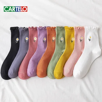 CARTELO/Nove Čvrste Ženske Čarape S po cijeloj površini, Modni Slatka Sportske Prozračna Pamučne Čarape Čarape, ženske Meias Feminina