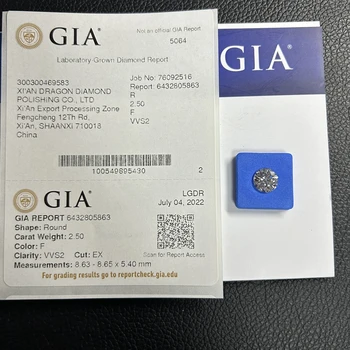 Certifikat Meisidian GIA 2,5 Karatni Odličan Rez, Uzgaja se u Laboratoriju Dijamant F VVS2 100% KVB Za Prstenje