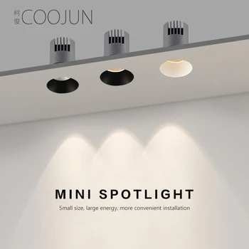 COOJUN Led Mini reflektor bez polja COB 7 W anti-glare 60 Ugrađivanja Stropni lampa za dnevni boravak s podesivim ona Lampa U 110-240