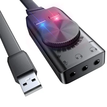 Crna Pretvarač Adapter Vanjski USB Audio 3.5mm Stereo Slušalice Virtualna 7,1 Surround Zvučna Kartica GS3 Za PC, Laptop, Desktop