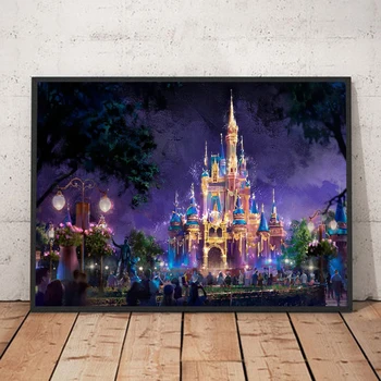 Disney 50-Godišnjicu Plakat Diamond Slikanje Za Dnevni Boravak Disneyland Dvorac Pepeljuga Diamond Mozaik Vez Križić