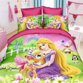 Disney Upliće Set Posteljine Princeza Rapunzel Za Dječje Spavaće sobe, Dekor, Single, Double Veličina, Pokrivači, duvet pokriva, Ručnici za Djevojčice 2-4 kom.