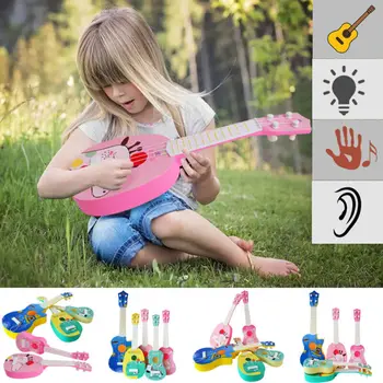Djeca Djeca Crtani 4 Žice Gitara, Ukulele Akustična Glazbena Igračka Alat Glazba Obrazovanje Djeteta Edukativne Igračke Poklon Za Rođendan