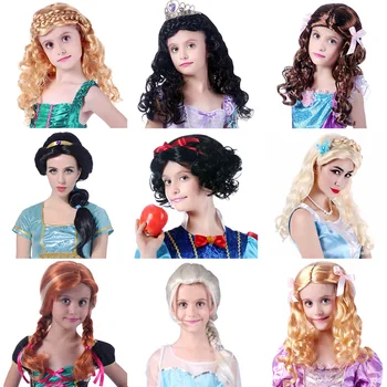 Djevojka Elsa Perika Djeca Djevojka Anna Prerušiti Se Cosplay Kosa Xhosa Sirena Princeza Neobičan Make-Up Kape Halloween Večernji Pribor
