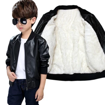 Dječja jakna, jakna za dječake, jesensko-proljetna jakna od umjetne kože, dječje plus baršun toplo хлопковая jakna, tanka odjeća za dječake