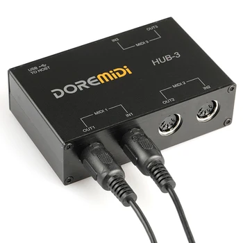 DOREMiDi Hub-3 MIDI Tipkovnica Adapter je Pretvarač Kabel MIDI Domaćin 3×3 Sučelje Kutija USB Kontroler Snaga Glazbeni Urednik Pretvarač