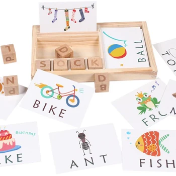 Drveni Kognitivne Kartice-Kartonske Puzzle Nove Dječje Razvojne Igračke Za Učenje Engleskog Jezika Drvene Dječje Materijali Montessori Matematičke Igračke
