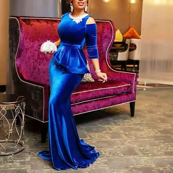 Dubai Je Luksuzan Baršun Haljine Дашики Afričkih Žena Plus Size Sirena Maksi Haljina Maxi Elegantne Ženske Haljine Za Svadbene Zurke 2022