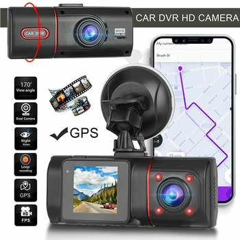 Dva Objektiva, Full HD 1080P Auto Dvr Dash Cam GPS Prednja i Stražnja Kamera Auto Digitalni Video snimač Dashcam IR za Noćni Vid Auto Dvr