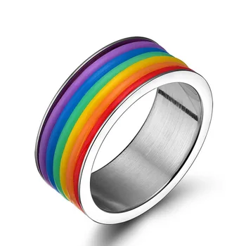 EAMIOR Prsten Od Nehrđajućeg Čelika Lezbijke Biseksualci LGBT Gay Pride Homoseksualni Istospolni Prelijete Prstenje Nakit za Muškarce i Žene širine 9 mm