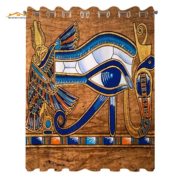 Egipatski Zavjese Egipatskim Drevna Papirus Sa Slikom Očiju Mozaik Stil Dizajn Dnevni Boravak Spavaća Soba Prozorske Zavjese