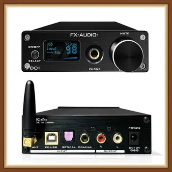 FX Audio D01 DAC i POJAČALO Bluetooth 5,0 CSR8675 ES9038Q2M DAC 32 bita 768 khz DSD512 XU208 Linijski izlaz 6,35 mm Dekoder