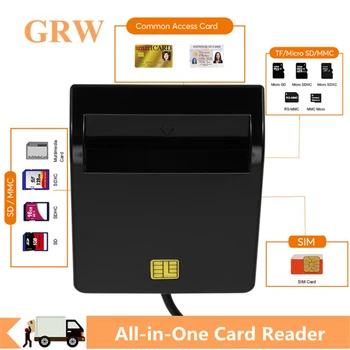 Grwibeou USB SIM Čitač pametnih kartica Za bankovne kartice IC/ID EMV SD TF MMC Кардридеры USB-CCID ISO 7816 za Windows 7 8 10 Linux OS
