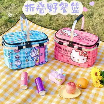 Hello Kitty Kawaii Kuromi My Melody Sklopiva Korpa Za Piknik Na Otvorenom Sanrioed Anime Djevojka Srce Vodootporne Košarica Za Pohranu