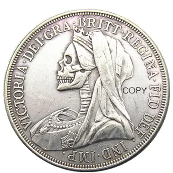 Hobo1893 crown velikoj Britaniji je Kraljica Victoria s velom na glavi Посеребренная Primjerak kovanice Dizajn Lubanje