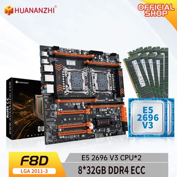 HUANANZHI F8D LGA 2011-3 Matična ploča s Intel XEON E5 2696 V3*2 8*32 GB DDR4 RECC memorije kombinirani set NVME USB