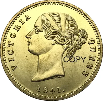 Indija - Britanska novčić One Mohur Victoria 1841 iz ovog zlata sa dual оплеткой East India company