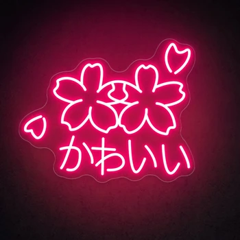 Ineonlife Na Red Neonski Znak Sakura Cvijet Kawai Cvijet Led Lampa Se Koristi Za Spavaće Sobe Kafićima Žurka Svadbeni Bar Zidni Dekor Poklon