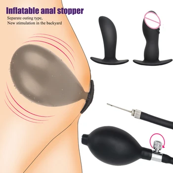 Inflatable Analni Čep je Zasebna Pumpa Extensible BDSM Velike Analni Čep Masaža Prostate Lumenom Anusa Analni Dildo Sex Igračke za Žene i Muškarce