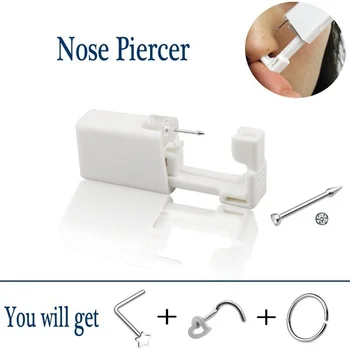 Jednokratna Piercing za Nos, Uho, Biserno Klinac, Set za Piercing, Siguran Alat za Piercing Nosa, Nakit za Tijelo