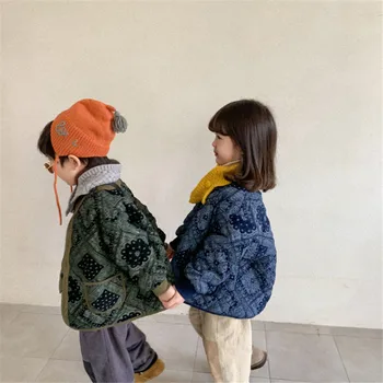 Jesensko-zimske prošiven kaput u korejskom stilu u retro stilu za dječake i djevojčice, modni slobodan guste tople jakne od 1 do 7 godina
