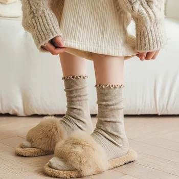 Jesensko-zimske tople čarape, ženske Vunene Kašmir debele Zimske tople čarape, Ženske čvrste čarape s завивкой u obliku cijevi