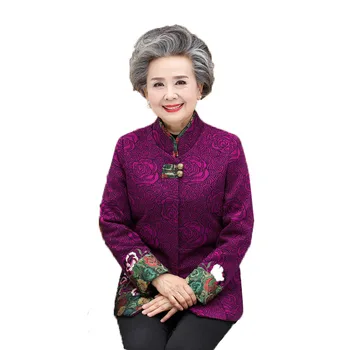Jesensko-zimski kaput za starije osobe, odjeća baka 50-80 godina majka, poglavlje odjeće za starije dame, najviše u stilu Tang