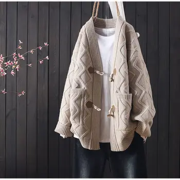 Jesensko-zimskom novi džemper, kardigan, ženski slobodan korejski stil, роговая kopča, univerzalna debelo kaput, donje