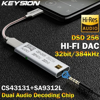 KEYSION DSD256 Hi-Fi Dual Audio Dekoder Čip USB TYPE C do 3,5 mm Pojačalo za Slušalice Adapter DAC za iPhone, MAC i Android Window10
