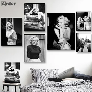 Klasična Zidno Slikarstvo filmske zvijezde, Crno-Bijeli Plakati na Platnu, Marilyn Monroe, Zid Art Print, Fotografije, Home Dekor Za Dnevni boravak