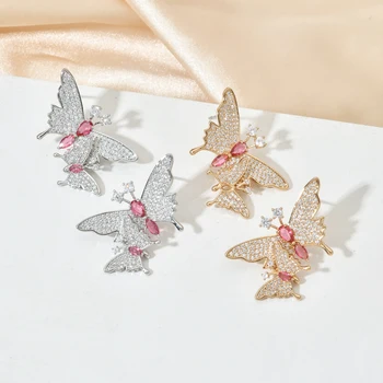 Korejski moda temperament mikro-umetnut leptir cirkon naušnice za žene/djevojke slatka i romantična vjenčanja dekoracija za zurke poklon
