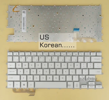 Korejski tipkovnica SAD-a za Samsung DIP-S / N: CN13BA5904205PBYNF J1G0050 CN13BA5904164BBYNF K1D0004, s pozadinskim osvjetljenjem, Srebrna / bijela