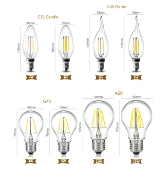 Kratka 16 W Led Žarulja ST64 Zlatni C35 G45 A60 Žarulja E14 E27 Klasicni Edison sa žarnom niti uštedu energije Žarulja Zamjena Žarulja sa žarnom niti