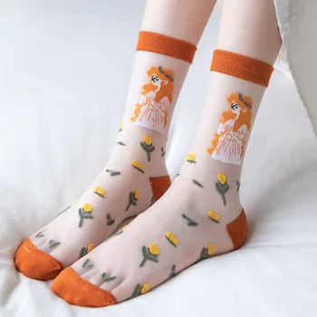 Kreativni Harajuku, Novi Proizvod, Kristalno Svilene Čarape, Tanke Ženske Modne Zabave slatka Čarape za djevojčice Harajuku, Mrežaste Prozirne Čarape Boje