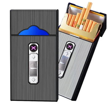 Lady cigaru slučaj S USB Dvostruki Luk Upaljač Broji 20 komada 100 mm Cigareta 2-u-1 je Vodootporan Punjiva Držač Za Cigarete