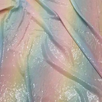 LASUI 1Y NOVI rainbow gradient шифоновый spustu, bistra i sjajna tkanina s vezom šljokicama, pribor za odjeću X0743