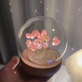 LED DIY noćno svjetlo Materijal Kit Na Baterijski Ručni Rad Tulipani Cvijeće Setove Za Izradu Svjetiljki Ukras Pokloni Za Rođendan Ukras Kuće