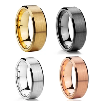 Ljubavne Sindikati Godišnjica Braka Obećanje Par Zaručnički Prsten Boja Nakit od Nehrđajućeg Čelika Prsten za Muškarce Žene 8 mm Titan
